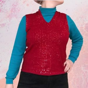 Vintage Norton McNaughton 90s red silk blend sweater vest large L VTG